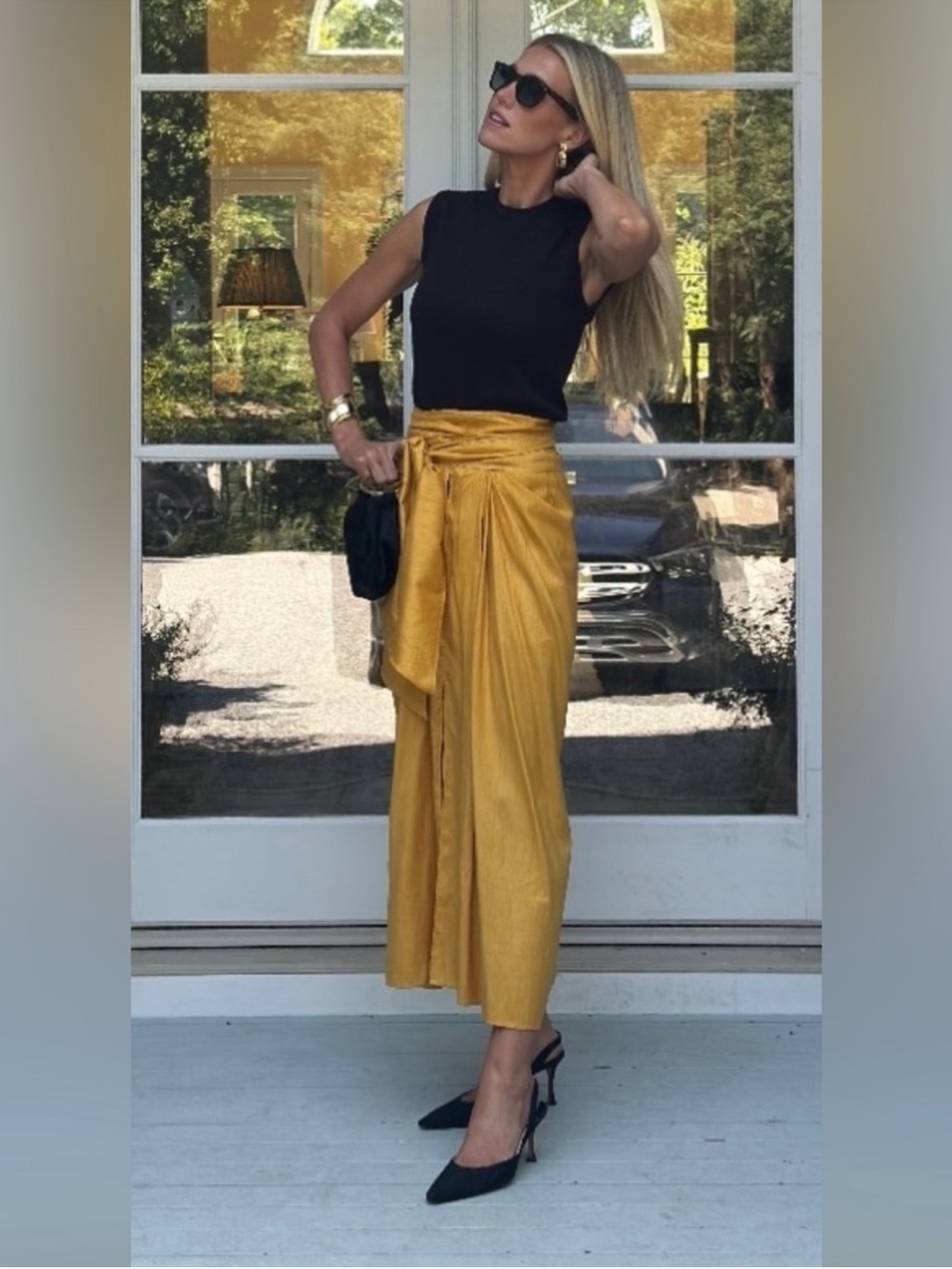 NWT Julia Amory Cartagena Silk Wrap Skirt Saffron Dupioni Medium - Picture 2 of 5